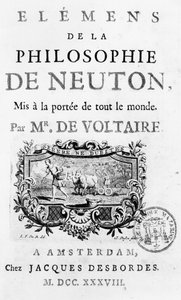 フランソワマリーアルエットヴォルテール（1694-1778）アムステルダムによるニュートンの哲学の要素のタイトルページ、1738年公開 作： French School
