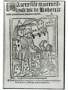 1563年にClaude Blihartによって発行された、Robert le DiableによるLa Terrible et Merveilleuse Vieのタイトルページ 作： French School