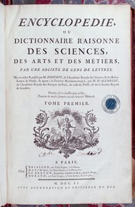 1751年にパリで発行されたデニスディドロの百科事典のタイトルページ（1713-84）（157777も参照） 作： French School
