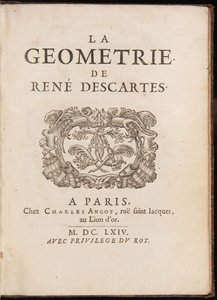 ルネ・デカルトによる「幾何学」のタイトルページ 作： French School