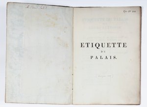 ルッカ、1805年のエチケットデュパレのタイトルページ（印刷された紙） 作： French School
