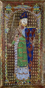 ル・マンの聖ジュリアン大聖堂のジェフリー・プランタジネット（1113-51）の墓碑、c.1151-55（金銅のエナメル）（179331も参照） 作： French School