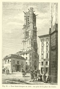 1830年のサンジャックツアー、クロワトル広場からの眺め 作： French School