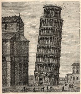 ピサの塔 - Torre di Pisa - Tour de Pisa - Alexis Clercによる「科学を身近に-物理学と化学」の版画 - 19世紀末 - 個人蔵 作： French School