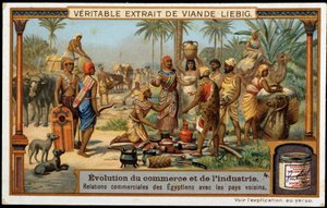貿易と産業の発展エジプトと近隣諸国との貿易関係 - リービッヒ・クロモリソグラフィー 作： French School