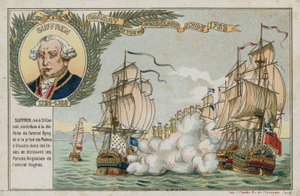 海戦を描いた画像付きのトレードカード 作： French School