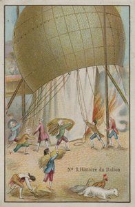 気球の歴史からの画像が付いたトレードカード 作： French School