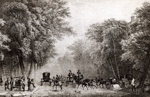 1830年頃の19世紀のフランス、パリの交通 作： French School