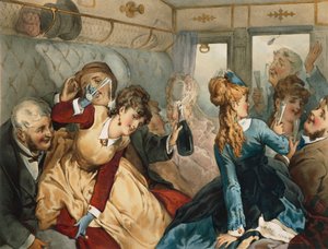 ギイ・ド・モーパッサン（1850-1893）の「テリエ夫人の家」の挿絵「喜びの列車」。 作： French School
