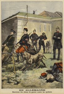 ドイツのサイクリストを攻撃するための軍犬の訓練 作： French School