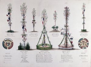 1848年にパリに植えられた自由の木（カラー彫刻） 作： French School