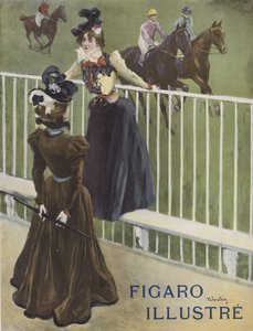 競馬場で2人の身なりのよい女性 作： French School
