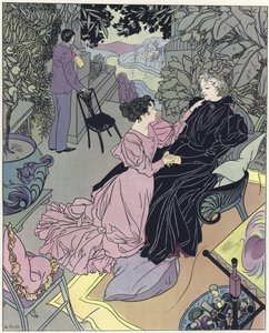 温室に座っている2人の女性 作： French School