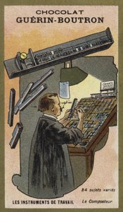 タイプスティックを構成するタイプセッタ 作： French School