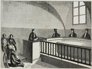 パリの法律学校でのUne these - Edmond Texier 1852年の "Tableau-de-Paris "に掲載された版画 作： French School