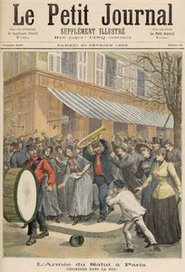 1892年2月20日、ルプチジャーナルからのパリでの救世軍行列に対する蜂起（カラー彫刻）