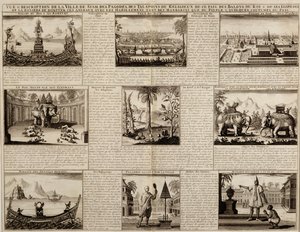 1688年に出版されたSimon de la LoubereによるDu Royaume de Siamからのサイアムとアユタヤのさまざまな眺め 作： French School