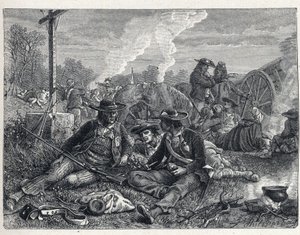 ヴァンデ戦争（1793年～1796年）：ヴァンデのインシュルグの野営。 作： French School