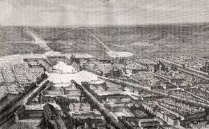 19世紀の城付きヴェルサイユ - V.A.マルト・ブラウン著「La France illustree: Geography, History, statistical administration」に掲載された彫刻。1884