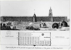 ジャーナルドゥンボヤージュトンブクトゥ（ルネケイリー作）（1799〜1838年）、1830年、ティンブクトゥの大モスクの眺めと計画 作： French School