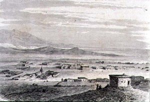 1860年代のロサンジェルスの風景（エングレービング） 作： French School