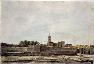 南フランスの町並みの眺め 1800年頃 （紙に水彩画） 作： French School
