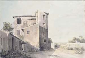 南フランスの村の眺め、1800年頃（紙にトイレ） 作： French School