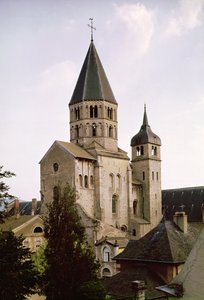 修道院教会のクローシェドゥローベナイトの眺め、1088〜1130年 作： French School