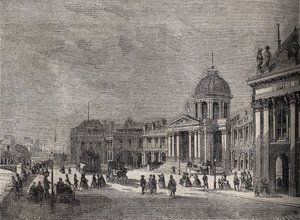 パリのフランス学士院パレの眺め 旧四カ国大学 - Victor Duruy (1811-1894)の「Histoire de France」に掲載された彫刻 - 1882年 作： French School