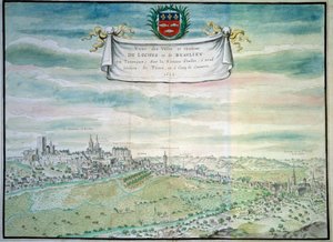 ロッシュの城の眺め インドルとロワールのボーリュー・レ・ロッシュの眺め。フランス派の水彩画。1699年 パリ、B.N. 作： French School