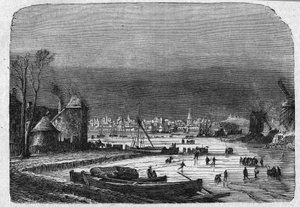 19世紀末、オランダのハーグの街の風景。1895年12月5日の "La gazette du dimanche "に掲載されたエングレーヴィング。 作： French School