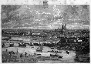 インドール・エ・ロワール地方のトゥールの街の眺め。La republique illustree "の個人コレクションにある1880年のエングレーヴィング。 作： French School