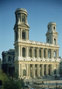 1646-1780年に建てられたサンシュルピス教会のファサードの眺め 作： French School
