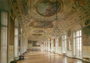 La Belle Inutileとして知られるギャラリーのビュー。ロバートドコット（1656-1735）c.1700によって設計されました。 作： French School