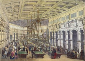 1855年にティボーによって彫刻された、パリのグランカフェパリジャンの内部の眺め 作： French School