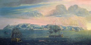 セントヘレナ島の景色、1820年頃（紙とトイレ、ガッシュ）（182638も参照） 作： French School