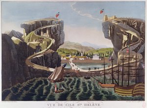 セントヘレナ島の景色、1821年 作： French School