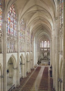 1314〜15世紀に建てられた身廊と聖歌隊の眺め 作： French School
