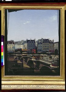 丸い窓を備えた身廊の眺め 作： French School