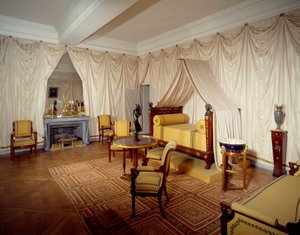 マルメゾン城の皇帝ナポレオン1世（1769-1821）の部屋の様子、マルメゾン通りにて。 作： French School