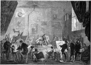 パリのノートルダム・デ・シャン通りにある画家ギュスターヴ・クールベ（1819-1877）のアトリエの風景 作： French School