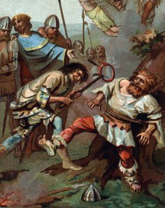 ジャクリーによるフランス貴族への暴力（1358年）。1890年頃のクロモリトグラフ。 作： French School