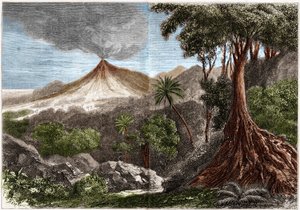 レユニオン島、火山の噴火 作： French School