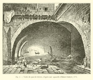 ジュベール・ロベールの水彩画の後のジュヴル・ドゥ・クワイ・ド・ジュヴ。 1773 作： French School