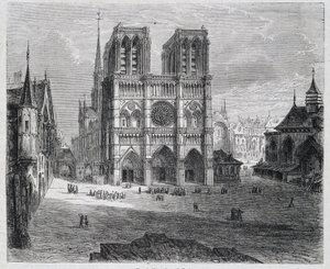 パリのノートルダム寺院の眺め - H. Gourdon de Genouillac, ed. F. Roy, Parisの「Paris a travers les siecles」の中で。