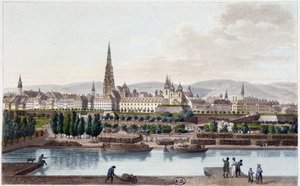 シュトラッセルからのウィーンの眺め - "Picturesque voyage en Austria par le Counte Alexandre de Laborde", Paris, ed. Didot l
