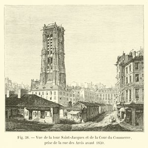 1830年以前にアルク通りから撮ったサンジャックタワーとクールドゥコマースの眺め 作： French School