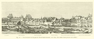 1640年頃のルーブル美術館とquai de l&39;Ecole-Saint-Germainの眺め、ラベルの彫刻の複製 作： French School