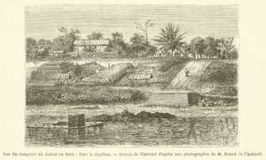 1861年のガボン商館、コール・パークの風景（エングレービング 作： French School