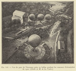 1900年のエアロステーション競技会で気球から撮影されたヴァンセンヌ公園の風景 作： French School